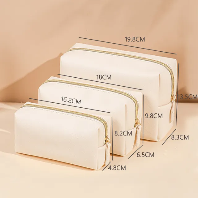 Wholesale Portable Waterproof PU Leather Makeup Pouch Travel Wash Toiletry Storage Cosmetic Bag With Zipper