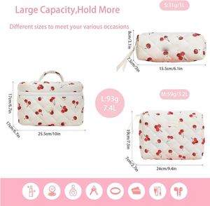 Grande Trousse de Toilette Portable Grande Capacité, Pochette de Voyage Tendance Cerise pour Cosmétiques et Soins de la Peau, Fermeture Éclair - Product Image 2