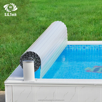 Wasserkrönchen Modernes Automatisches Überirdisches Schwimmbadabdeckungssystem Sicherheits-PC-Lamellen mit Fernbedienung für Erwachsene und Kinder