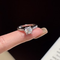 Bague Solitaire Française en Argent Sterling 925 avec Moissanite 1 Carat, Bague Ouverte Ajustable
