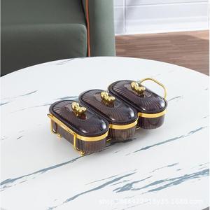 Nordic Style Dried Fruit <b>Plate</b> Plastic Divided Snack Tray With Lid Rectangle 2-3 Compartments For Home Commercial Use - Product Image 2