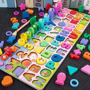 Ensemble <span class=keywords><strong>de</strong></span> jouets éducatifs en bois Montessori <span class=keywords><strong>Math</strong></span> Board jeu <span class=keywords><strong>de</strong></span> pêche forme numéro correspondant cadeau d'apprentissage préscolaire - Product Image 5
