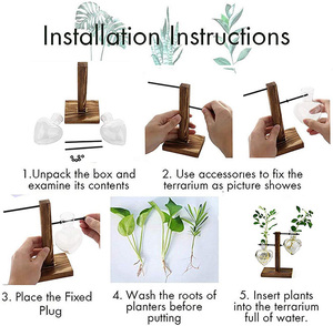 Jarrón Hidropónico de Vidrio con Base de Madera Retro, Moderno, para Propagación de Plantas, Decoración de Escritorio, Hogar y Jardín, Forma Cilíndrica - Product Image 6