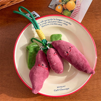 Nouveau porte-clés en peluche super doux en forme de patate douce violette, pendentif pour sac à dos, jouet, décoration de cartable, cadeau unisexe
