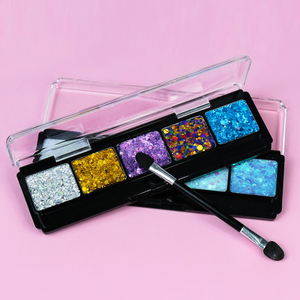 Palette de fards à paupières pressés 5 couleurs GP OEM Private Label, crème de paillettes épaisses pour le visage, le corps et les cheveux, idéale pour le maquillage de festival - Product Image 4