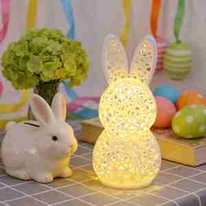 Lámpara LED de Conejo Hueco de Pascua, Lámpara Nocturna de Conejo Iluminada Impresa en 3D, Decoración Festiva para el Hogar - Product Image 5