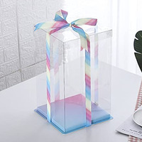 Cadeau d'anniversaire de haute qualité grandes pâtisseries de boulangerie cuisson transparente pet 12 pouces emballage de gâteau pvc plasti grande boîte à gâteau transparente