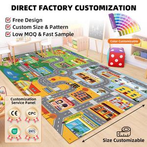 Tapis de jeu interactif pour enfants, tapis de puzzle routier avec voitures de dessin animé, pour chambre d'enfant, salle de jeux intérieure - Product Image 1
