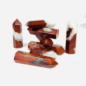 คริสตัลหินแจสเปอร์สีแดงทรงหกเหลี่ยมขัดเงาสำหรับตกแต่ง ขายส่ง - Product Image 3
