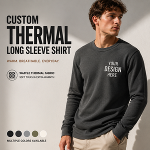 Men Custom Thermal Long Sleeve Shirt Waffle Knit Thermal Base <b>Layer</b> Breathable Stretch Soft Touch Everyday Winter <b>Top</b> OEM ODM - Product Image 1