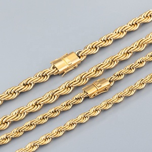 18K Vergulde 6Mm 8Mm Twist Touw Ketting Aanslag Gratis Sieraden Roestvrij Staal Dikke Geweven Gedraaide Touw Ketting - Product Image 5