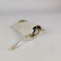 Bolsa para velas de lino y algodón con estampado de logotipo personalizado, bolsa con cordón de regalo respetuosa con el medio ambiente, bolsa pequeña de lona con cordón de tela de Calicó blanco