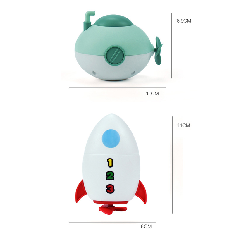 Baby Wind Up Swimming Submarines Bath Toy Floating Boat Bath Toys Rocket Swimming Pool Outdoor Water Bathtub Toy For Toddlers