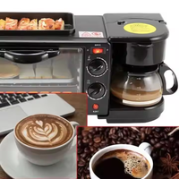 Nouvelle vente chaude 3 en 1 petit-déjeuner fabricant four à micro-ondes cafetière et poêle à frire en acier inoxydable de qualité commerciale maison intelligente