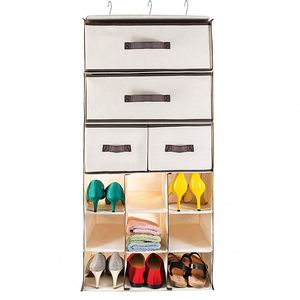 3 <b>Shelf</b> Hanging Closet Organizers Durable Linen Fabric Foldable Shoe Organizers Storage Bag for Wardrobe - Product Image 6