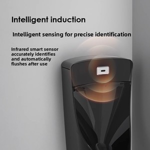 <span class=keywords><strong>Urinoir</strong></span> mural en céramique noir brillant pour adultes avec capteur et chasse d'eau par gravité - Product Image 5