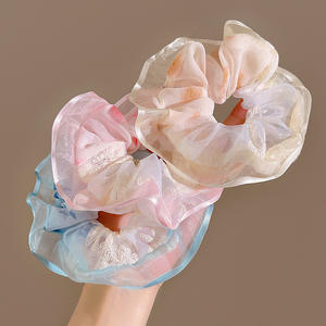 Accessoires pour cheveux en dentelle rouge simple pour femmes, printemps-été, pour mariage, faits à la main, <span class=keywords><strong>grand</strong></span> anneau pour cheveux en forme d'intestin - Product Image 1