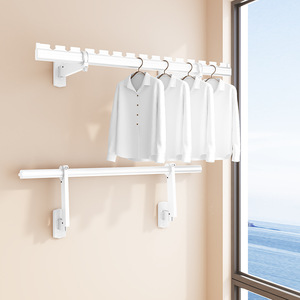 Wall Mounted <b>Clothes</b> Drying <b>Rack</b> Aluminum Alloy Single Bar Fixed Indoor Outdoor Hanging <b>Clothes</b> Organizer BZ350S - Product Image 3