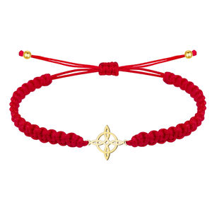 Destiny สร้อยข้อมือลูกปัดสีแดงกับโบว์สีทองสร้อยข้อมือสแตนเลสสไตล์น่ารักสำหรับการป้องกันและโชค - Product Image 1