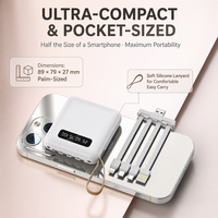 Mini Power Bank 10000mAh 20000mAh avec 4 câbles intégrés Chargeur portable QC4.0 CE FCC Format de poche pour téléphone iOS Android