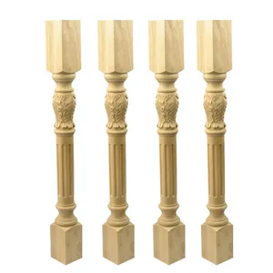 优质廉价仿古木雕立柱方形平面设计实木立柱