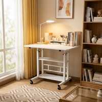 Table de chevet simple en métal, bureau réglable en hauteur, station de travail de lecture, tableau d'écriture, étagère de rangement mobile, roulettes pivotantes