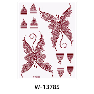 Autocollant de tatouage au henné temporaire, style indien, motif papillon pour les mains et les pieds, film PET imperméable, tenue de 1 à 3 semaines - Product Image 5