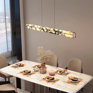 Lámpara Colgante Moderna de Mármol Bulgari Natural para Mesa de Comedor Larga, Piedra Natural para Dormitorio, Sala de Estar, Hotel, Isla de Cocina - Product Image 4