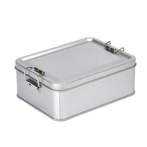 Custom Print Multipurpose Square Lunch Box For Storage Food Packaging Metal Tin Box