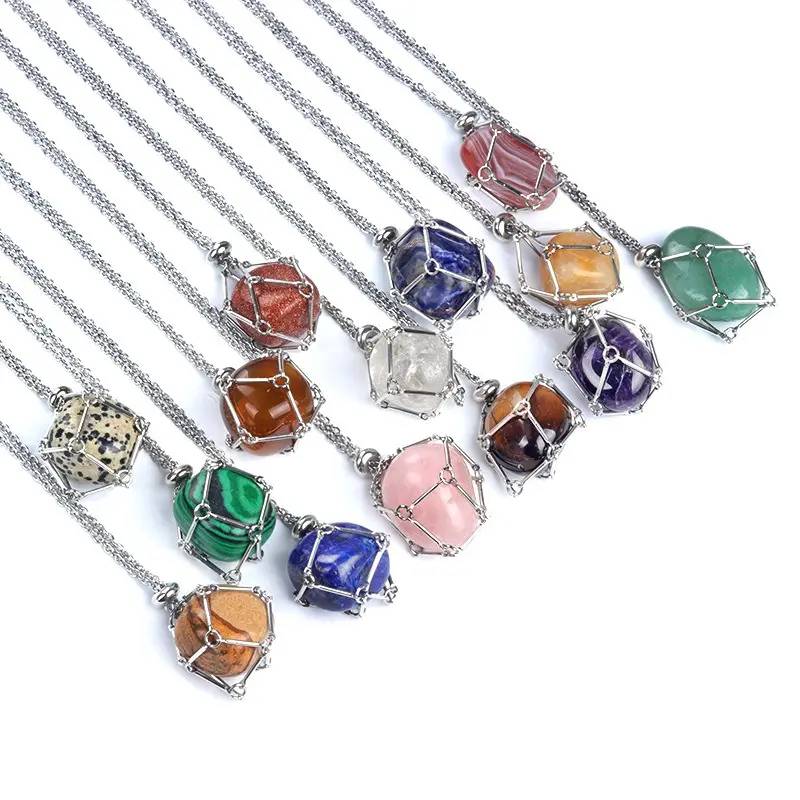 Jewelry Cage Crystal Necklace Crystal Pendant Cage With Chakra Set