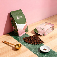 Sacs à café personnalisés imprimés en gros, qualité alimentaire, 8oz 12oz, à soufflet latéral, fond plat, pochette carrée à fermeture éclair pour grains de café avec valve et fermeture à glissière