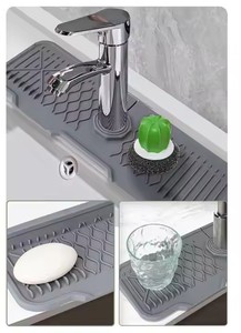 Tapis anti-éclaboussures pour robinet d'évier, tapis de drainage pliable à pente surélevée, tapis antidérapant pour savon pour évier - Product Image 6