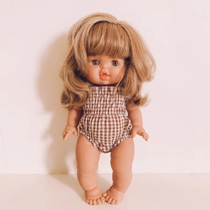 Vêtements pour poupées <span class=keywords><strong>Miniland</strong></span> de 13 pouces, barboteuse smockée à carreaux vichy, body à bretelles - Product Image 2