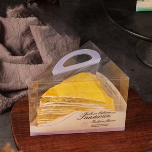 New Design Triangle Shape Transparent PET Foldable Takeaway Cake <b>Boxes</b> Grease Resistant - Product Image 1