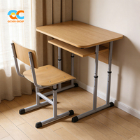 Ensemble bureau et chaise en bois réglables en hauteur de qualité commerciale pour projets d'éducation en classe moderne