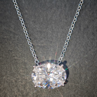 Collier pendentif ovale classique en moissanite blanche GRA pour femme, en argent sterling 925 plaqué rhodium, bijoux de mariage de luxe