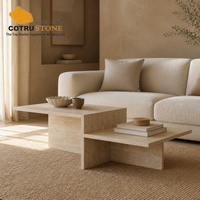 Table basse en travertin Cotrustone, pierre naturelle, finition mate, table centrale de luxe, meubles de salon