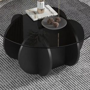 Mesa de Centro Moderna para Sala de Estar, de Vidrio, Color Roble, Forma Triangular, Fácil de Armar, Mesa de Café - Product Image 6