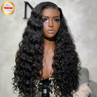 Perruques Lace Front sans colle en cheveux humains vierges bruts, style Water Wave, prêtes à porter, avec dentelle HD, 30 pouces, bouclées