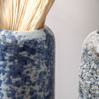 Vases de Sol Chinois Grands et Hauts Bleus et Blancs, Décoration d'Intérieur Vintage de Luxe pour Salon