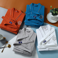 Peignoirs gaufrés d'hôtel, logo brodé personnalisé, 100% coton, ensemble de peignoirs gaufrés pour hôtel Spa, peignoir en coton