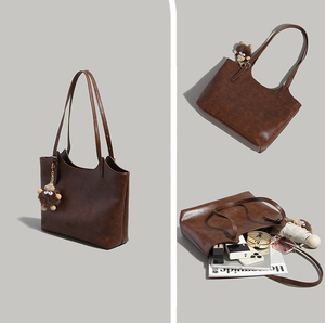 Bolso Tote de Hombro Portátil de Gran Capacidad, Estilo Retro 2026, Textura de Cuero Suave, Asa Única, Estilo Moderno - Product Image 4