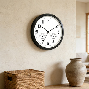 นาฬิกาแขวนผนังควอตซ์อเนกประสงค์สีขาวขนาด 10 นิ้ว พร้อมเทอร์โมมิเตอร์และไฮโกรมิเตอร์สำหรับห้องน้ำ - Product Image 2