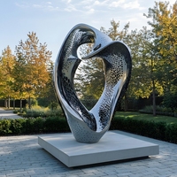 Sculpture en métal perforée découpée au laser, en acier inoxydable, motif anneau abstrait, pour décoration extérieure et intérieure de villa et aménagement paysager