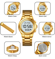Skmei 2270 jam tangan LED untuk pria, arloji olahraga luar ruangan, jam tangan elektronik Digital tahan air dengan fitur Alarm, jam Chronograph untuk pria