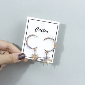 <span class=keywords><strong>Orecchini</strong></span> ispirati al Designer all'ingrosso con spilla in <span class=keywords><strong>argento</strong></span> con strass con diamanti lucidi e luna irregolare - Product Image 5