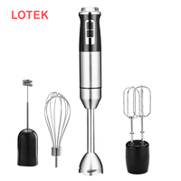 Mixeur Plongeant Électrique Multifonctionnel avec Commande par Bouton Poussoir, Lames en Acier Inoxydable, 21 Vitesses Variables