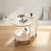 Nouvelle table basse de salon tendance avec roulettes Bjflamingo, plateau en verre trempé et structure robuste