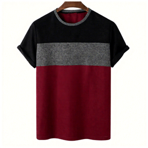 เสื้อยืดผู้ชายผ้าฝ้าย100% คอกลมทรงพอดีตัวปกติผ้าถักแบบลำลองน้ำหนักเบากันยับ - Product Image 1