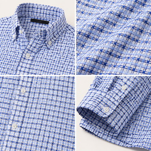Camisas Oxford de Algodón para Hombre, Cuadros Gingham, Cuello con Botones, Manga Larga, Estilo Casual Elegante para Oficina, Tejido Oxford Premium, Logotipo Personalizado - Product Image 3